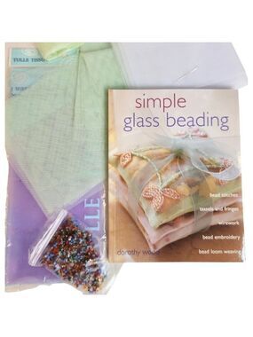 Simple Glass Beading Kit With Beads Tulle Tissue & Guide Book By Dorothy Wood
